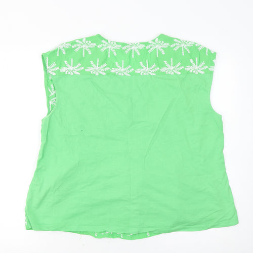 Next Womens Green Embroidered Cotton Tunic Blouse UK 16
