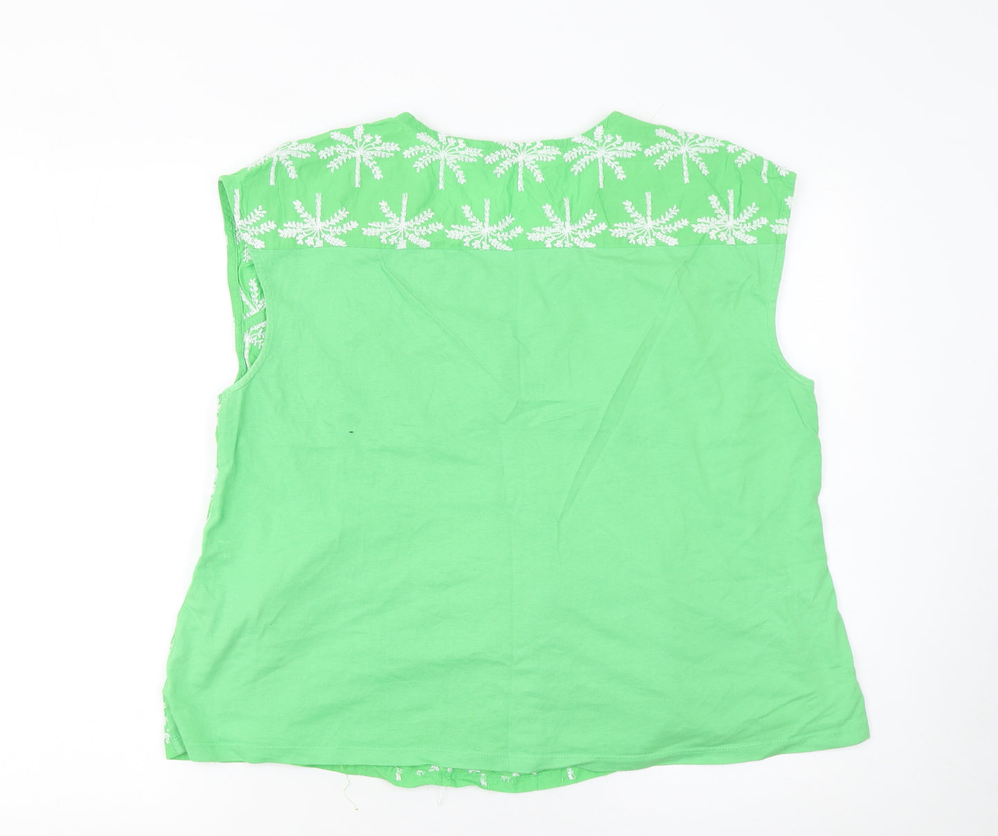 Next Womens Green Embroidered Cotton Tunic Blouse UK 16