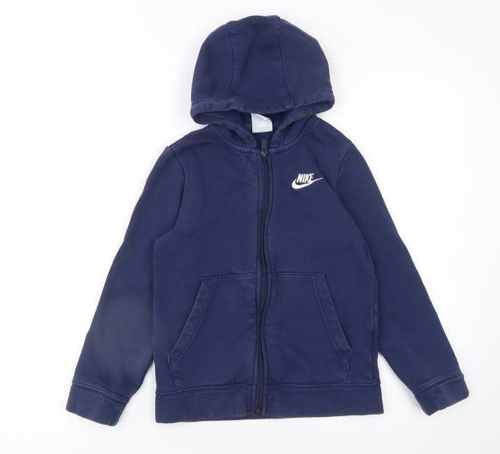 Nike Boys Blue Full Zip Hoodie 12 Years Fleece Hooded Sweatshirt