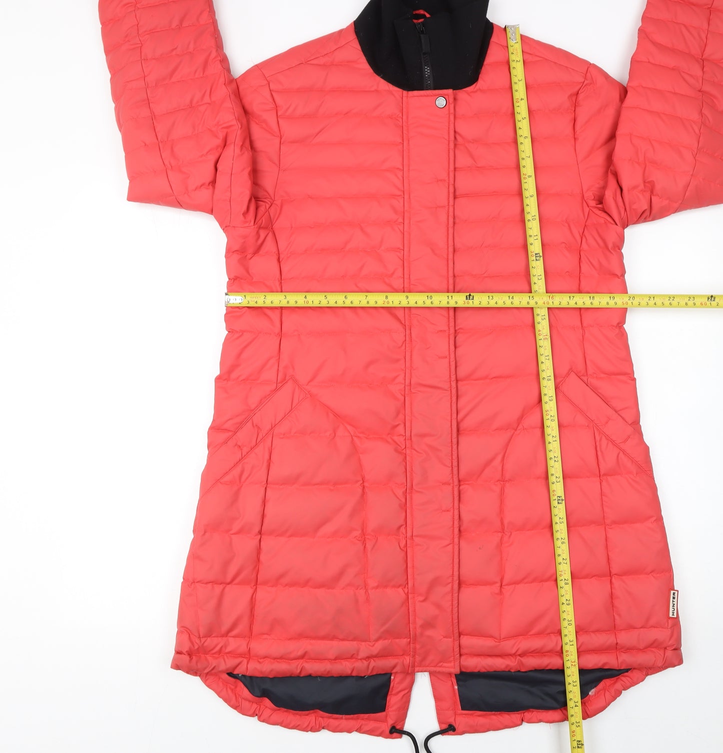 Hunter Womens Red Mid-Length Quilted Puffer Jacket Size M