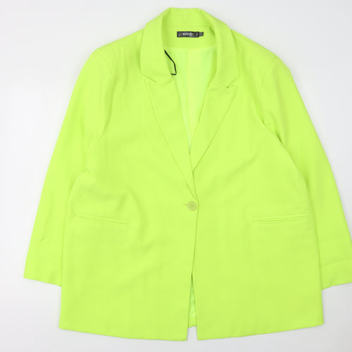 Missguided Women’s Yellow Blazer UK 18 Regular Fit One-Button Jacket
