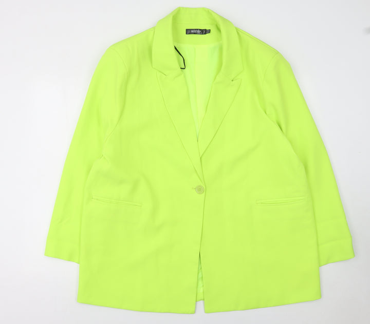 Missguided Women’s Yellow Blazer UK 18 Regular Fit One-Button Jacket