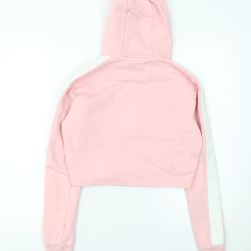Ellesse Women's Pink Cropped Hoodie UK 6 Cotton Blend Logo
