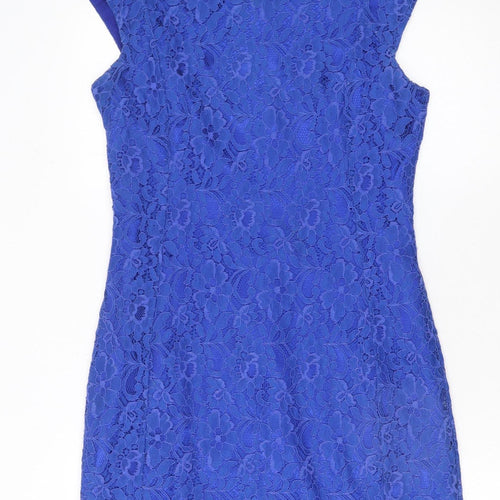 Marc Angelo Women's Blue Lace Sheath Dress Size 12 Sleeveless Cocktail