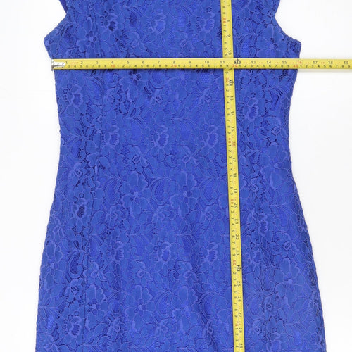 Marc Angelo Women's Blue Lace Sheath Dress Size 12 Sleeveless Cocktail