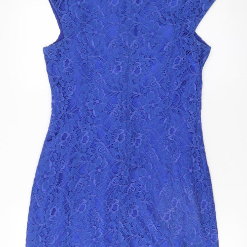 Marc Angelo Women's Blue Lace Sheath Dress Size 12 Sleeveless Cocktail
