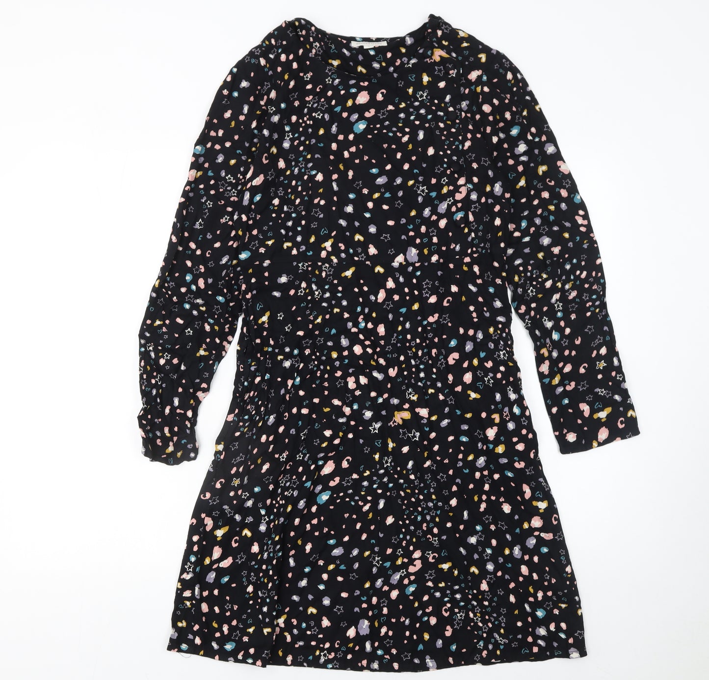 Monsoon Womens Black Floral A-Line Knee Length Dress Size S