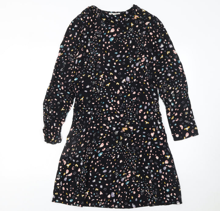 Monsoon Womens Black Floral A-Line Knee Length Dress Size S