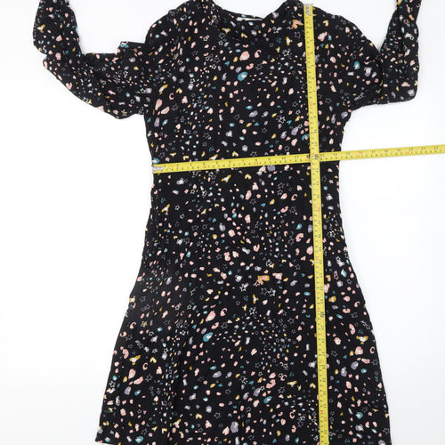 Monsoon Womens Black Floral A-Line Knee Length Dress Size S