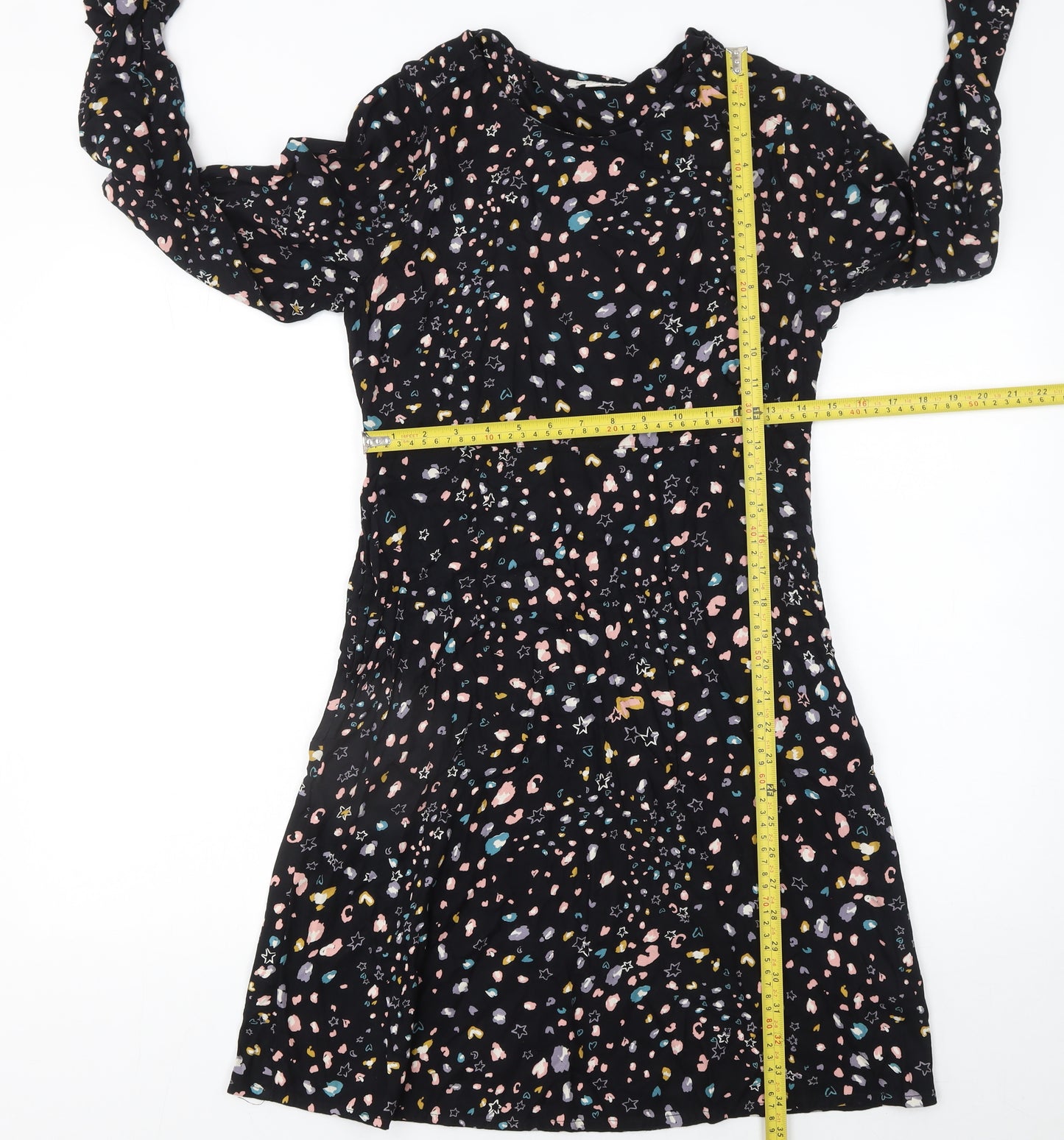 Monsoon Womens Black Floral A-Line Knee Length Dress Size S