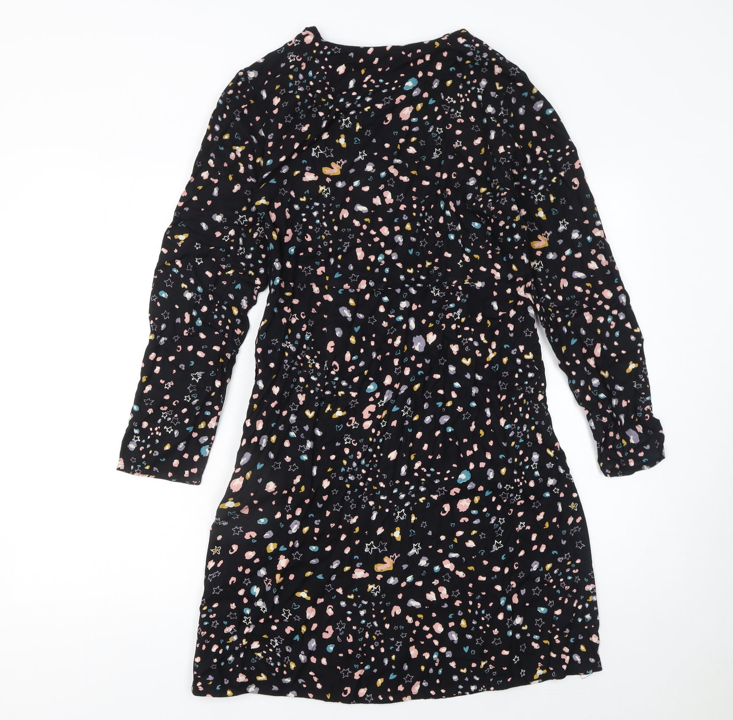 Monsoon Womens Black Floral A-Line Knee Length Dress Size S