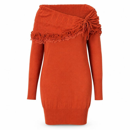 Front view of Smaid Women’s Orange Off Shoulder Jumper Dress L/XL