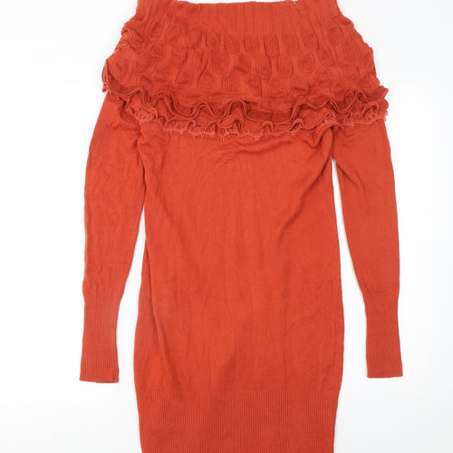 Smaid Women’s Orange Off Shoulder Jumper Dress L/XL