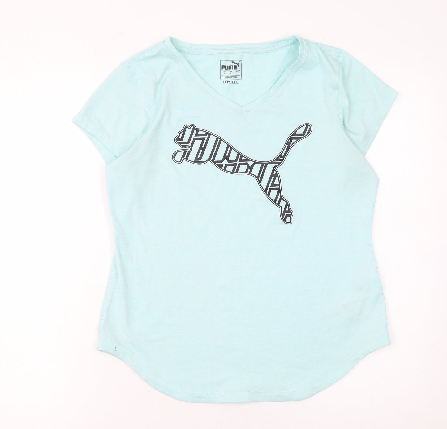Puma Womens Blue V-Neck Drycell Polyester T-Shirt Size L