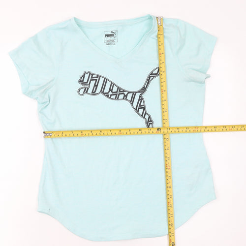 Puma Womens Blue V-Neck Drycell Polyester T-Shirt Size L