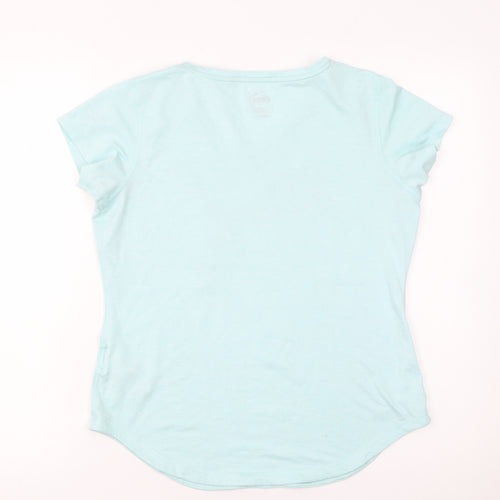 Puma Womens Blue V-Neck Drycell Polyester T-Shirt Size L