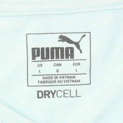 Puma Womens Blue V-Neck Drycell Polyester T-Shirt Size L