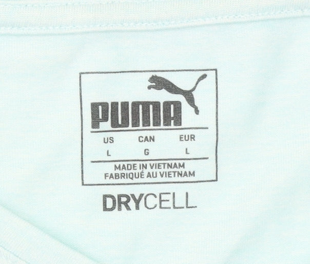 Puma Womens Blue V-Neck Drycell Polyester T-Shirt Size L