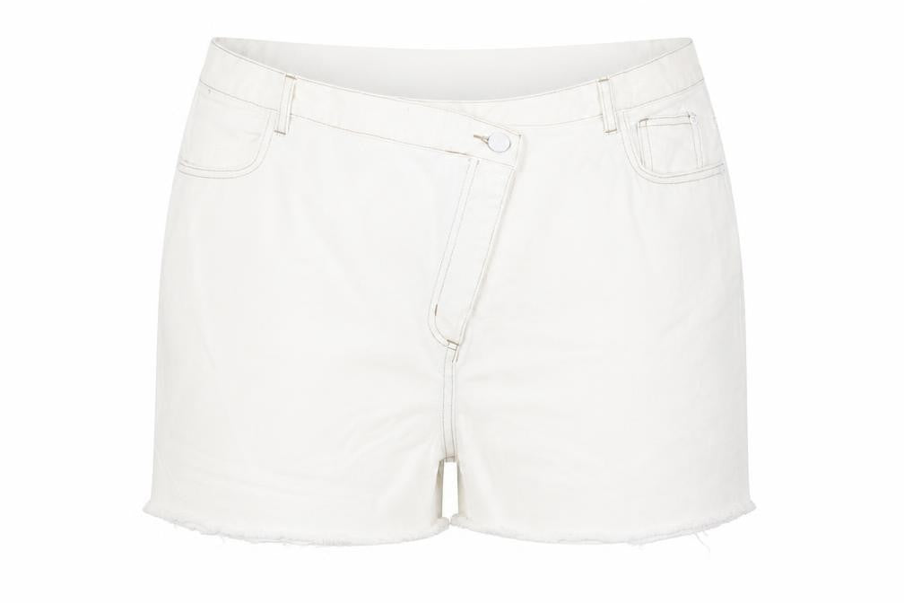 RE_STYLD Women’s White Cut-Off Denim Shorts Size 18 Cotton