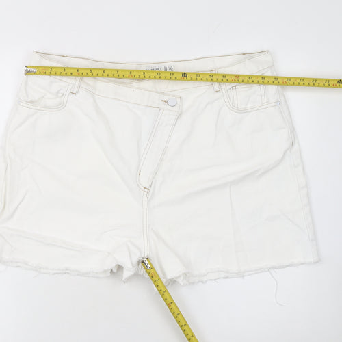 RE_STYLD Women’s White Cut-Off Denim Shorts Size 18 Cotton