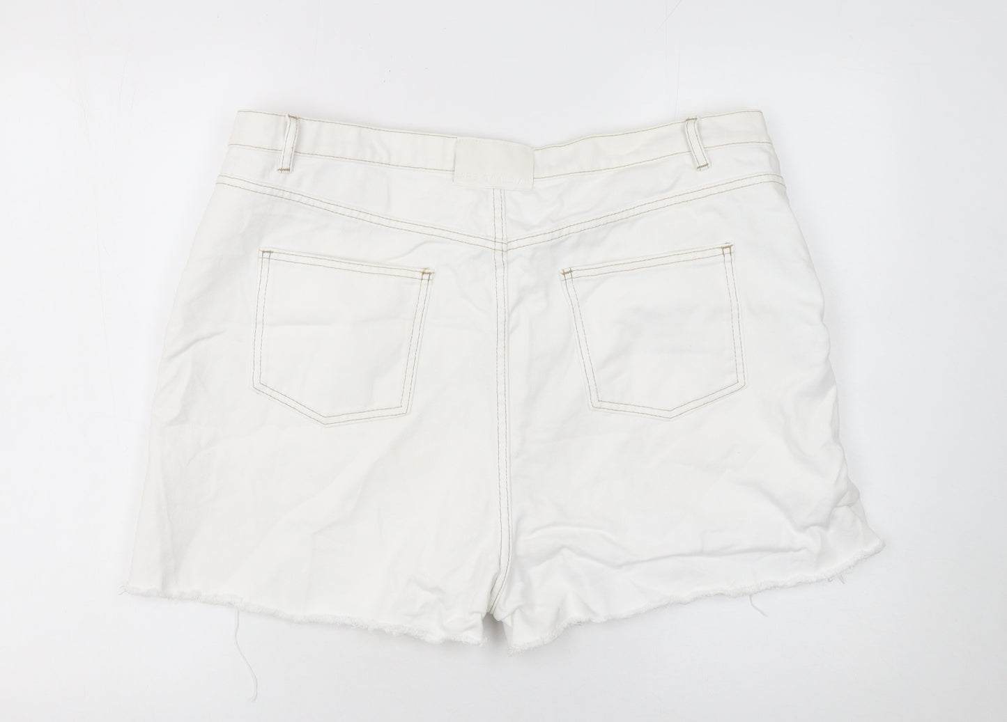 RE_STYLD Women’s White Cut-Off Denim Shorts Size 18 Cotton