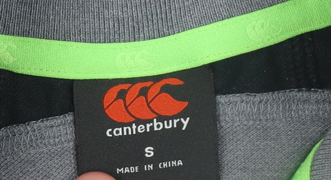 Canterbury Men’s Grey Rugby Polo Shirt S IRFU Logo Colourblock