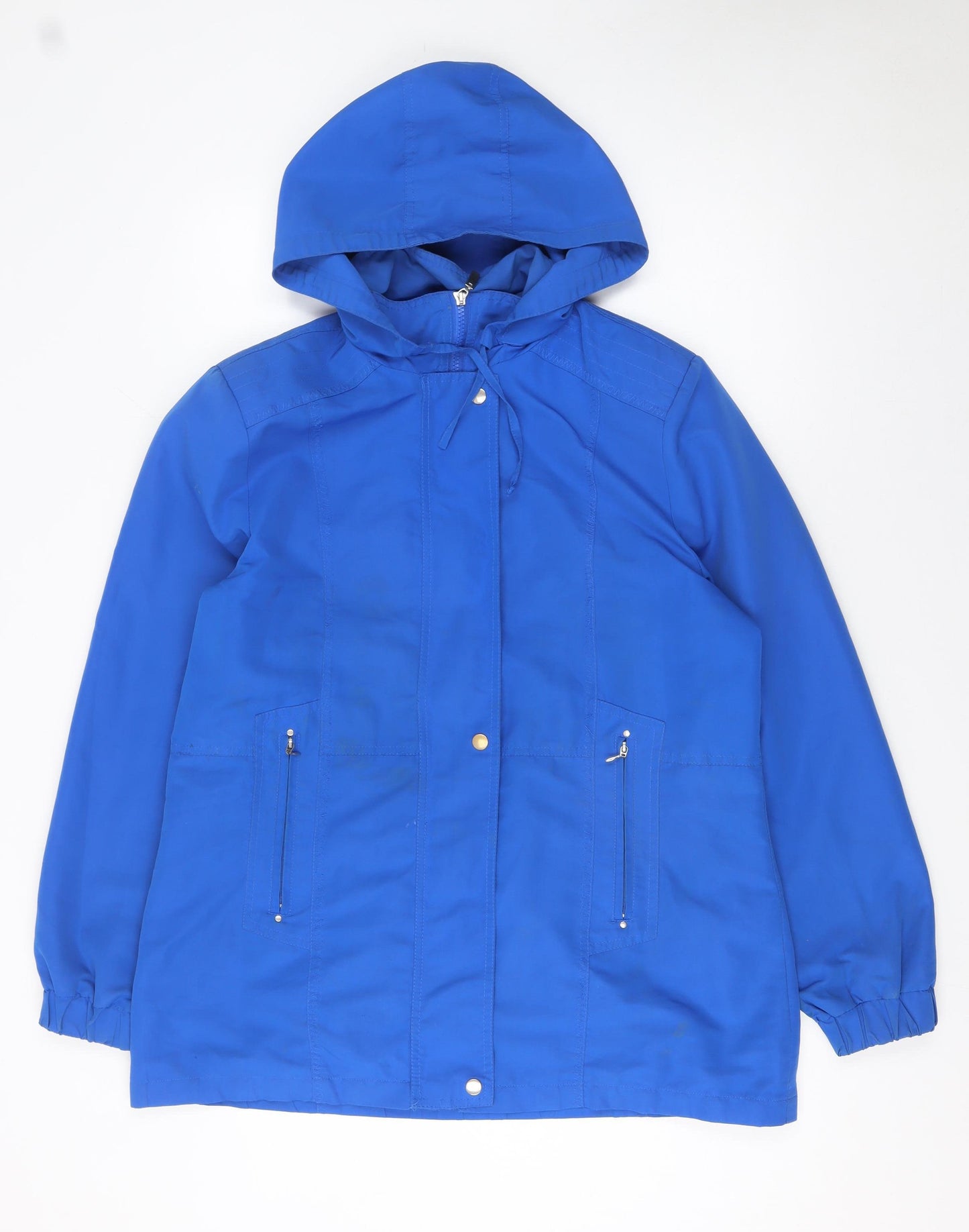 Betty Kay London Women Blue Hooded Rain Coat Jacket Size 14