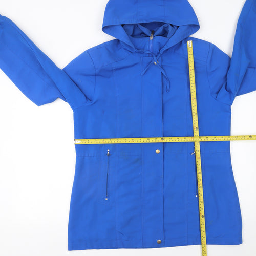 Betty Kay London Women Blue Hooded Rain Coat Jacket Size 14