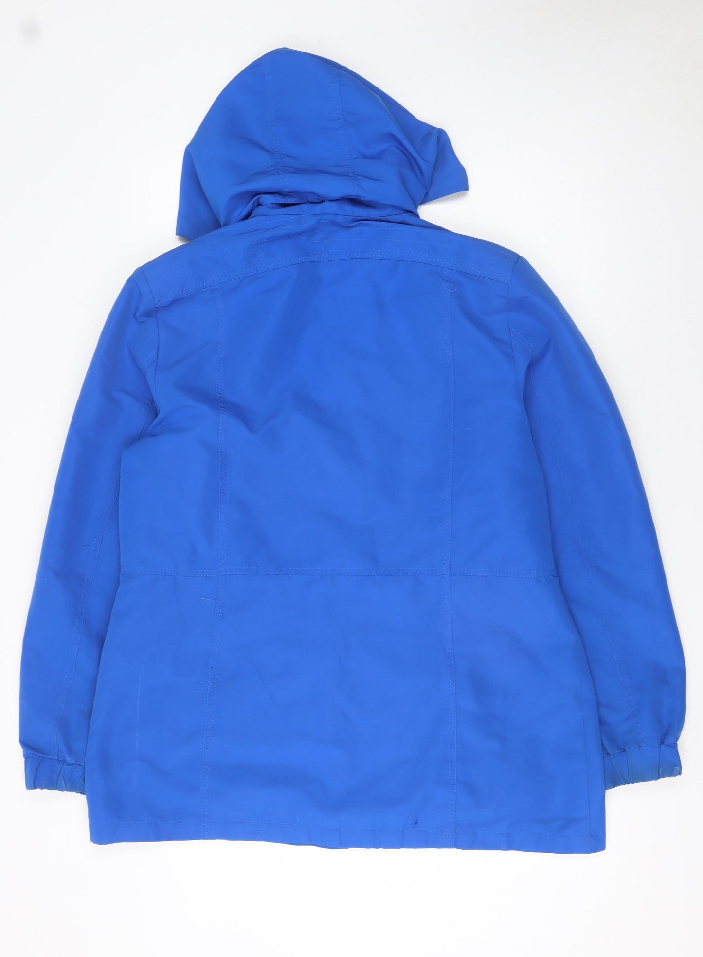 Betty Kay London Women Blue Hooded Rain Coat Jacket Size 14