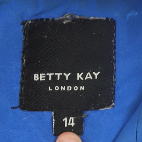 Betty Kay London Women Blue Hooded Rain Coat Jacket Size 14