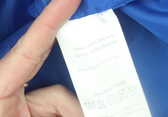 Betty Kay London Women Blue Hooded Rain Coat Jacket Size 14