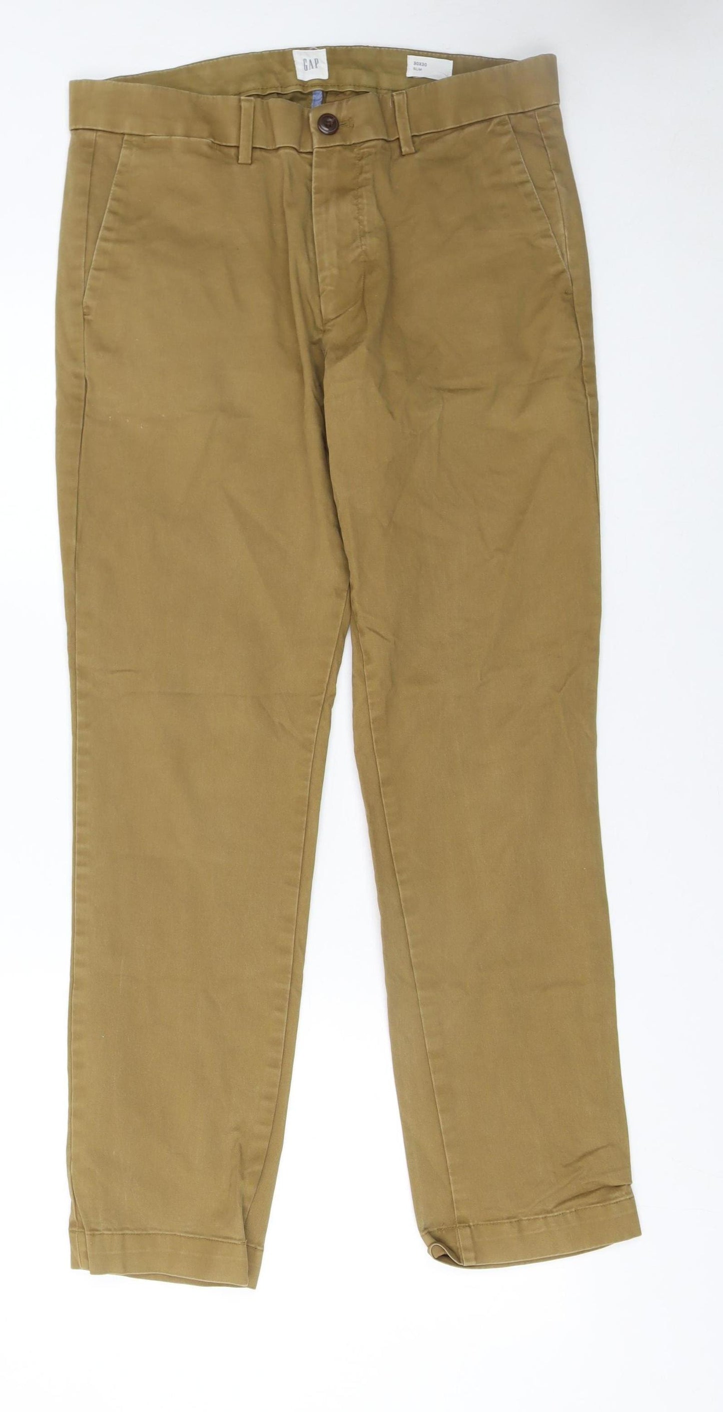 GAP Men's Beige Slim Chino Trousers Size 30x30 Cotton Blend