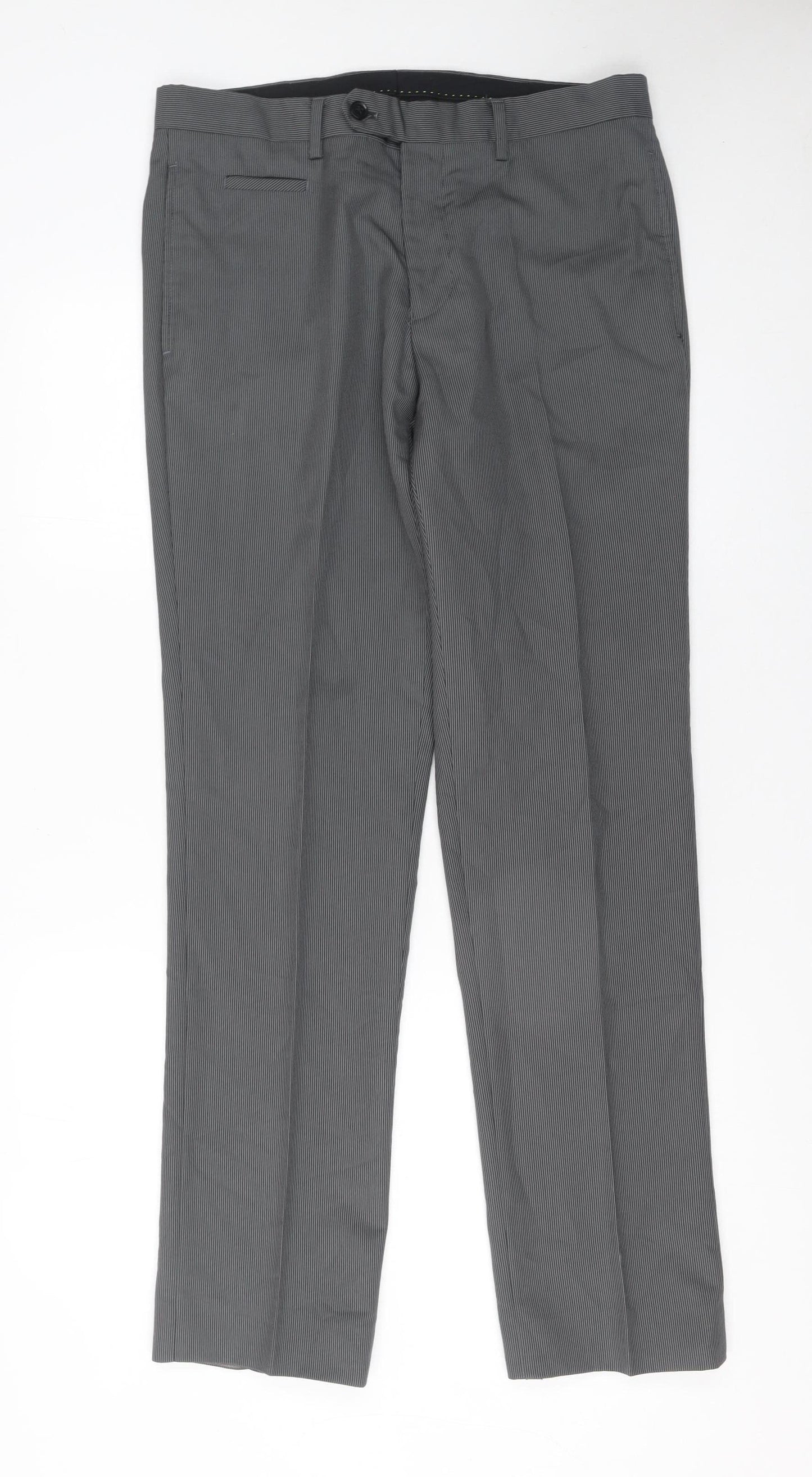 Remus Uomo Men's Grey Regular Fit Dress Pants 38R Wool Blend Formal Trousers