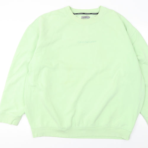 Calvin Klein Jeans Women's Green Cotton Crew Neck Sweatshirt L