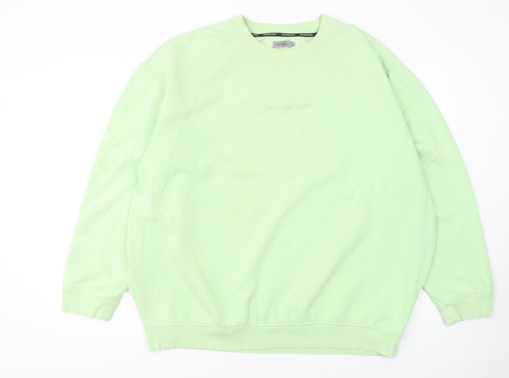 Calvin Klein Jeans Women's Green Cotton Crew Neck Sweatshirt L