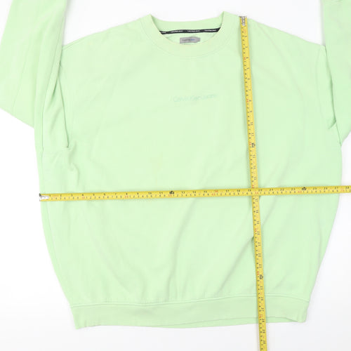 Calvin Klein Jeans Women's Green Cotton Crew Neck Sweatshirt L