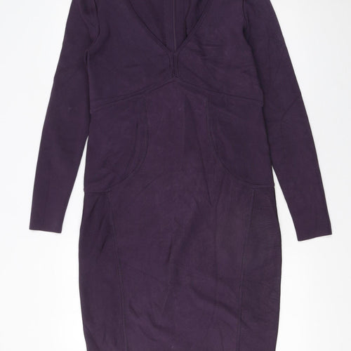 Ted Baker Women's Purple Viscose Blend Bodycon Dress Size 14