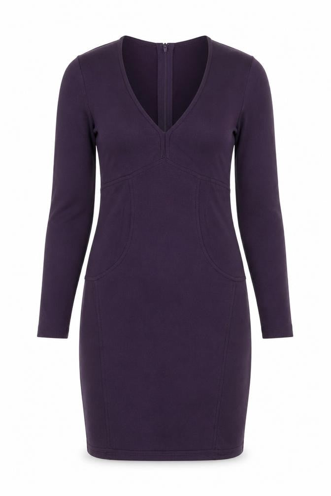 Front view of Ted Baker Women's Purple Viscose Blend Bodycon Dress, size 14