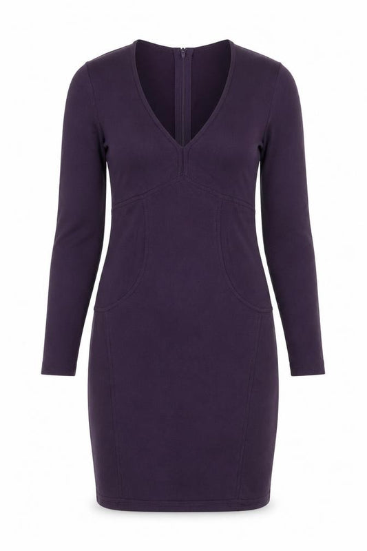 Front view of Ted Baker Women's Purple Viscose Blend Bodycon Dress, size 14