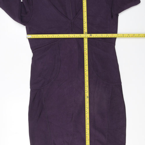 Ted Baker Women's Purple Viscose Blend Bodycon Dress Size 14