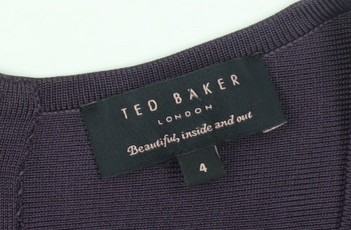 Ted Baker Women's Purple Viscose Blend Bodycon Dress Size 14
