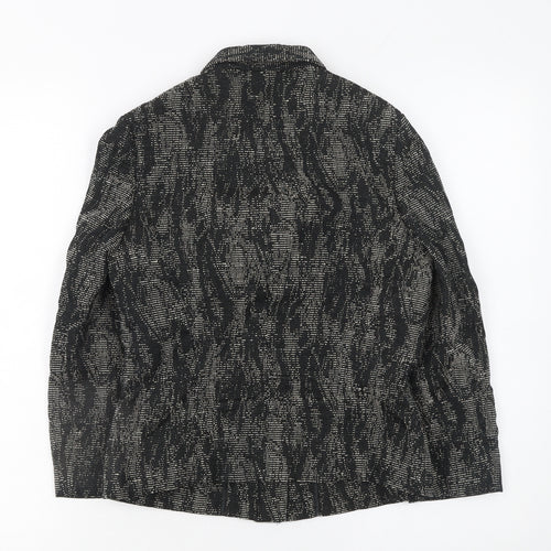 Hobbs Women Black Textured Tweed Single-Breasted Blazer Size 10