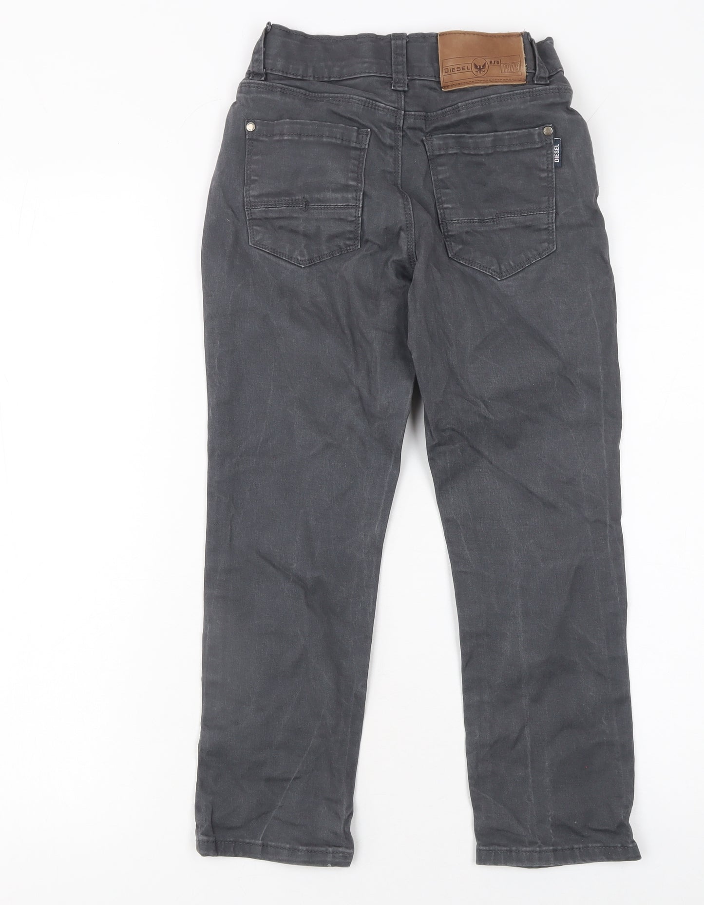 Diesel Boys Black Straight Jeans Age 7-8 Years Cotton Stretch Denim