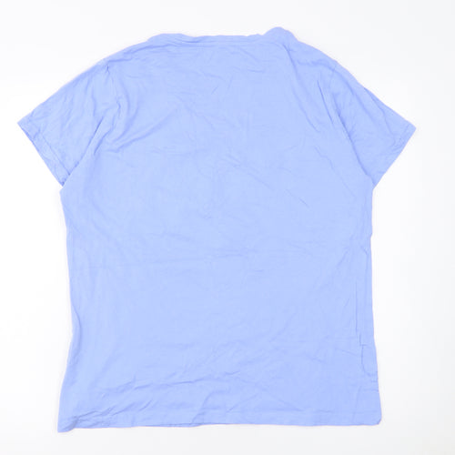 Disney Women’s Blue Stitch T-Shirt Size L Cotton Casual Top