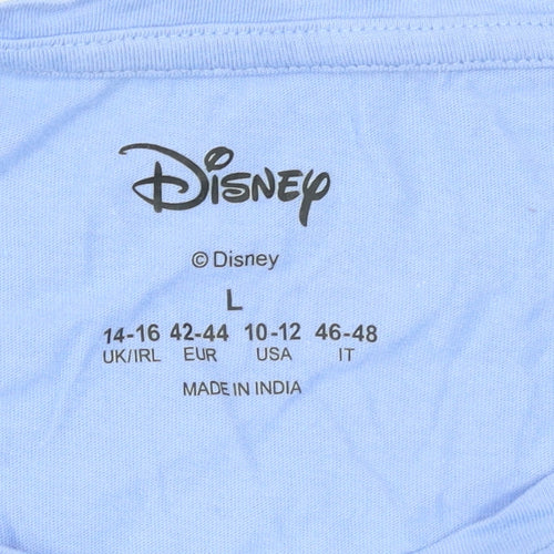 Disney Women’s Blue Stitch T-Shirt Size L Cotton Casual Top