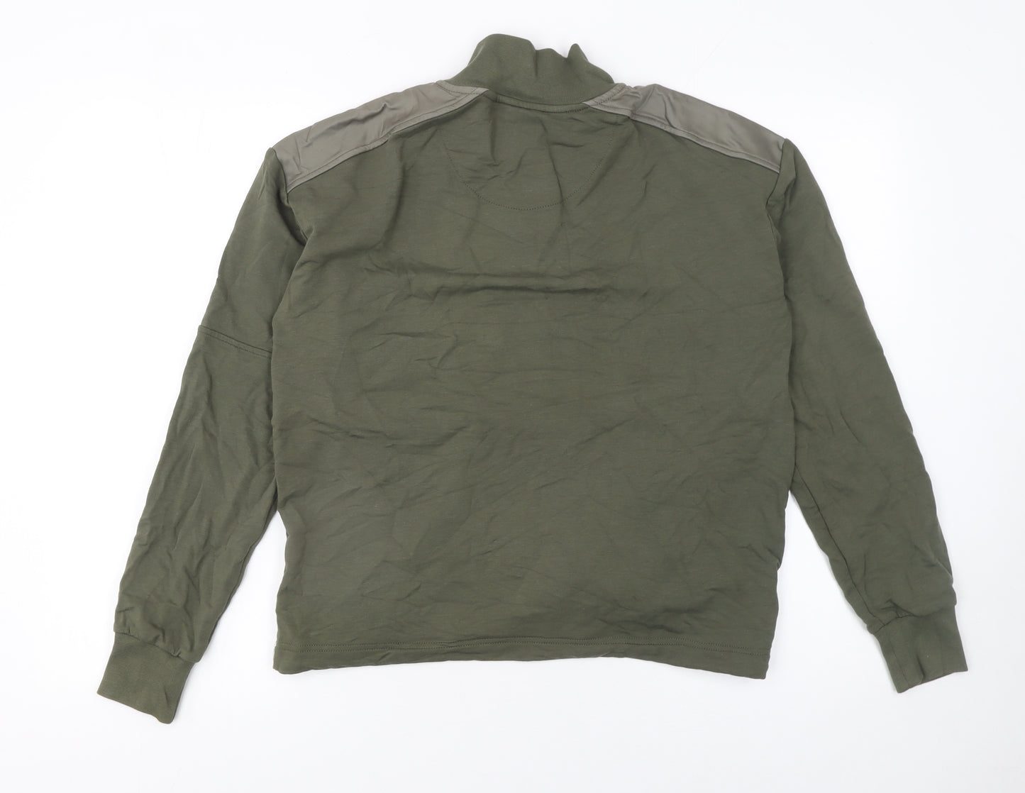 BAM Womens Green 1/2 Zip Pullover Sweatshirt Size 10 Bamboo Cotton Blend