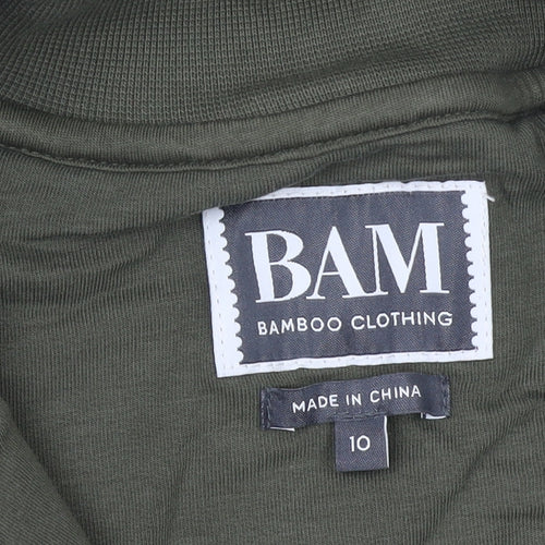 BAM Womens Green 1/2 Zip Pullover Sweatshirt Size 10 Bamboo Cotton Blend