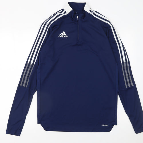 adidas Men’s Blue 1/4 Zip Pullover Sweatshirt Size M AEROREADY