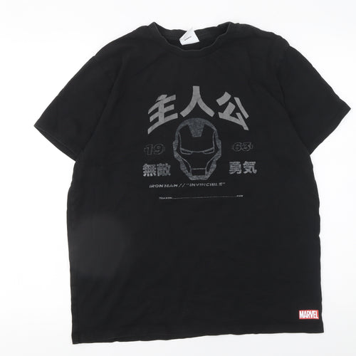 Marvel Iron Man Black Cotton Graphic Men's T-Shirt Medium