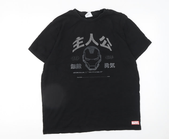 Marvel Iron Man Black Cotton Graphic Men's T-Shirt Medium
